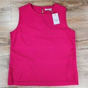 🔹️NWT Dalia Hot Pink Laser Cut Sleeveless Top Medium